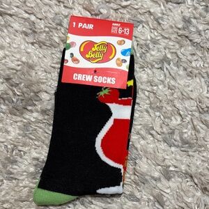Jelly belly Black Crew Socks unisex shoe‎ size 6-13 NWT
